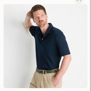 Lands' End Supima Cotton Soft Short Sleeve Polo Shirt Navy Blue Size 3XL TALL